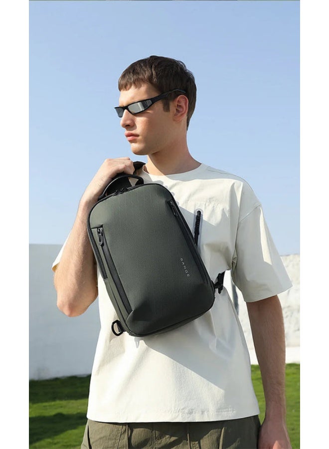 بانجي BANGE 3077 Green Hot Selling Wholesale Lightweight Everyday Sling Chest Bag Waterproof Minimalist Ergonomic Crossbody Bag for Men - Image 2
